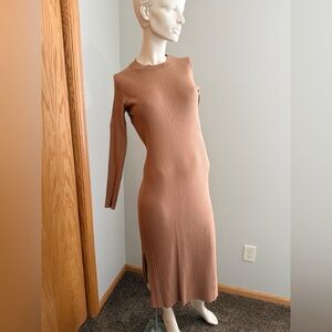 NWOT Banana Republic Tan Long Sleeve Ribbed Dress